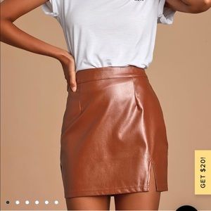 Lulus brown vegan leather skirt